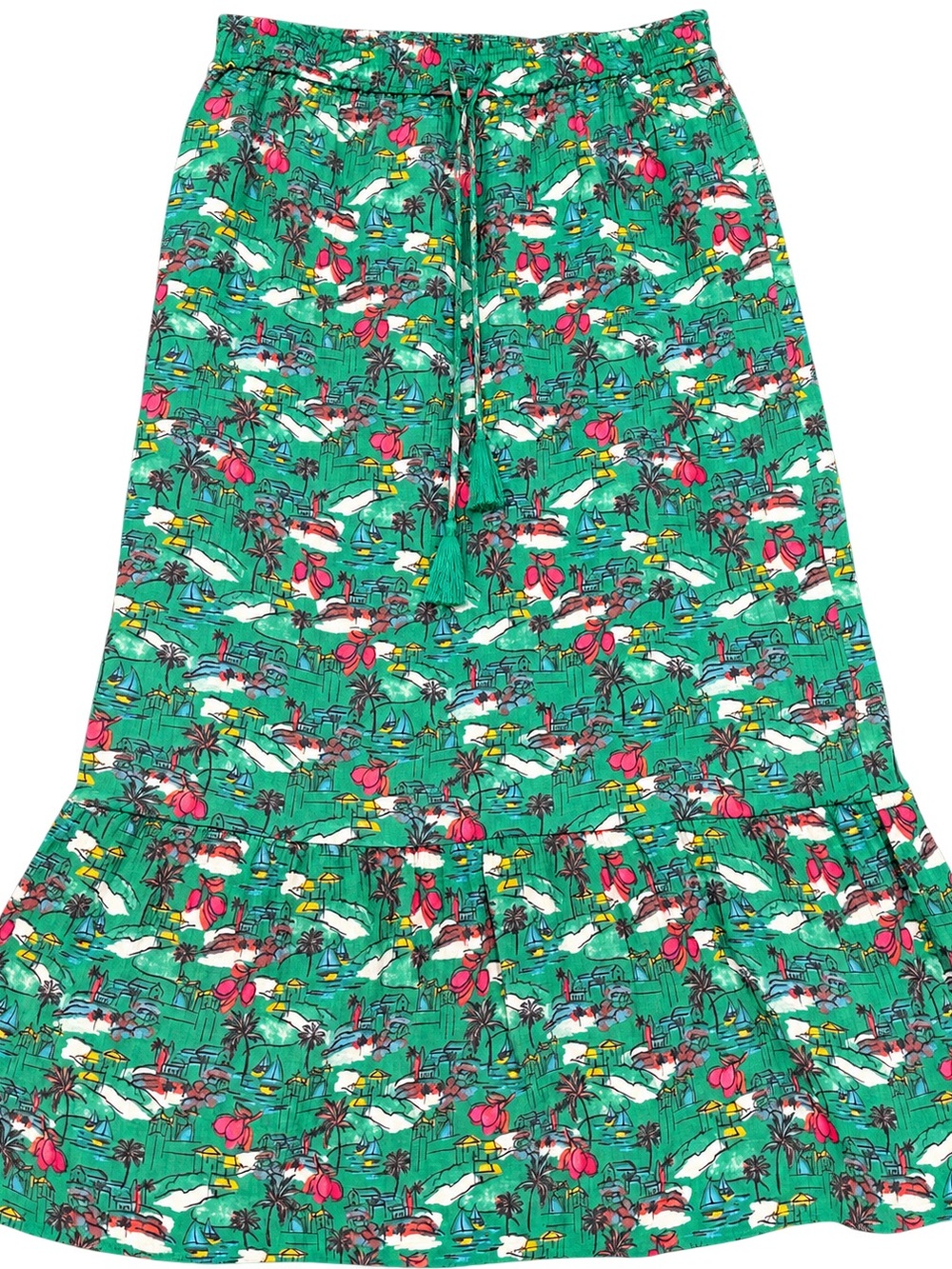 Nanette Lepore Tropical Resort Print Tiered Midi Skirt XL